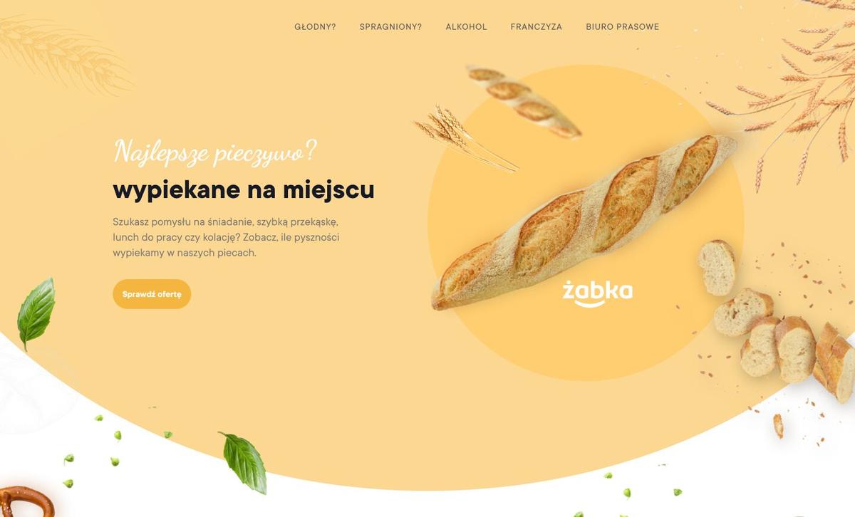 Żabka Café bakery landing page